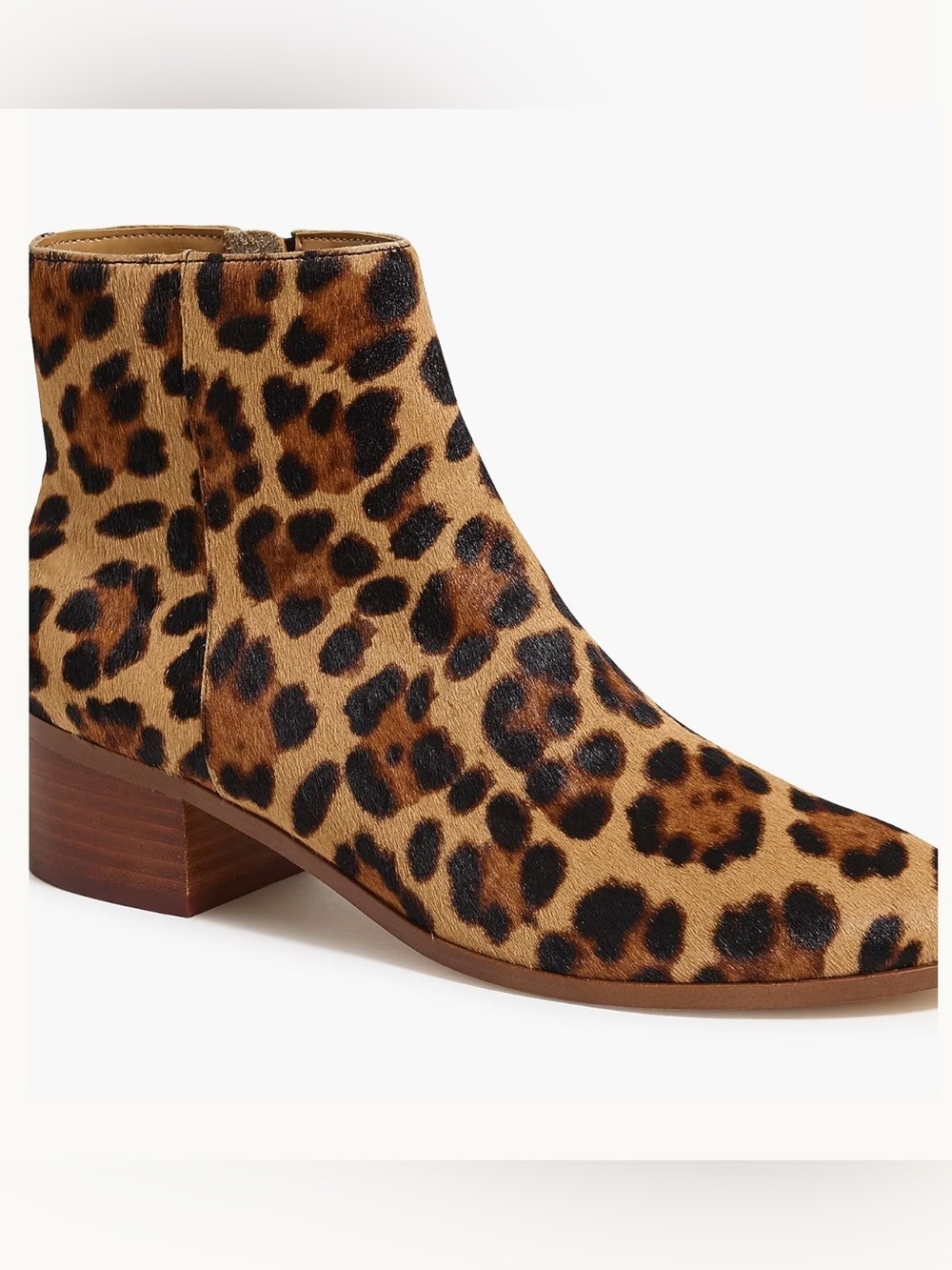 J Crew Leopard Ankle Boots Walker Calf Hair NWOB